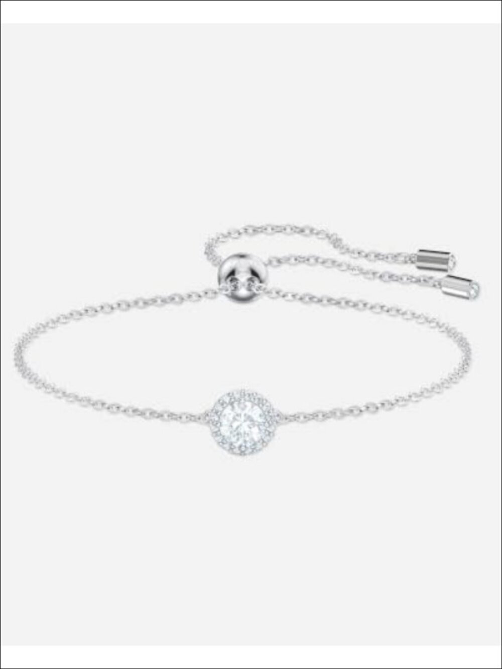 Adjustable Crystal Bracelet with Cushion Cut Crystal and Rhodium Plated Chain